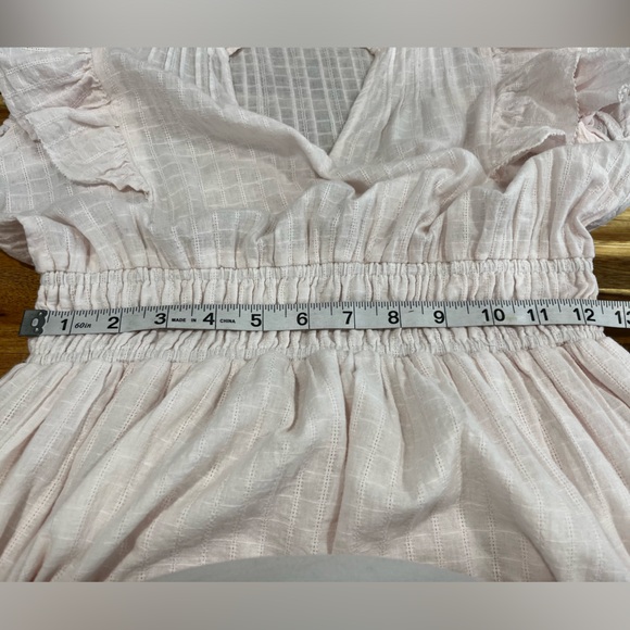 Sam Edelman Kenna Pink Ruffle Midi Dress. Size Small Cotton Pullover V Neck - Picture 16 of 17